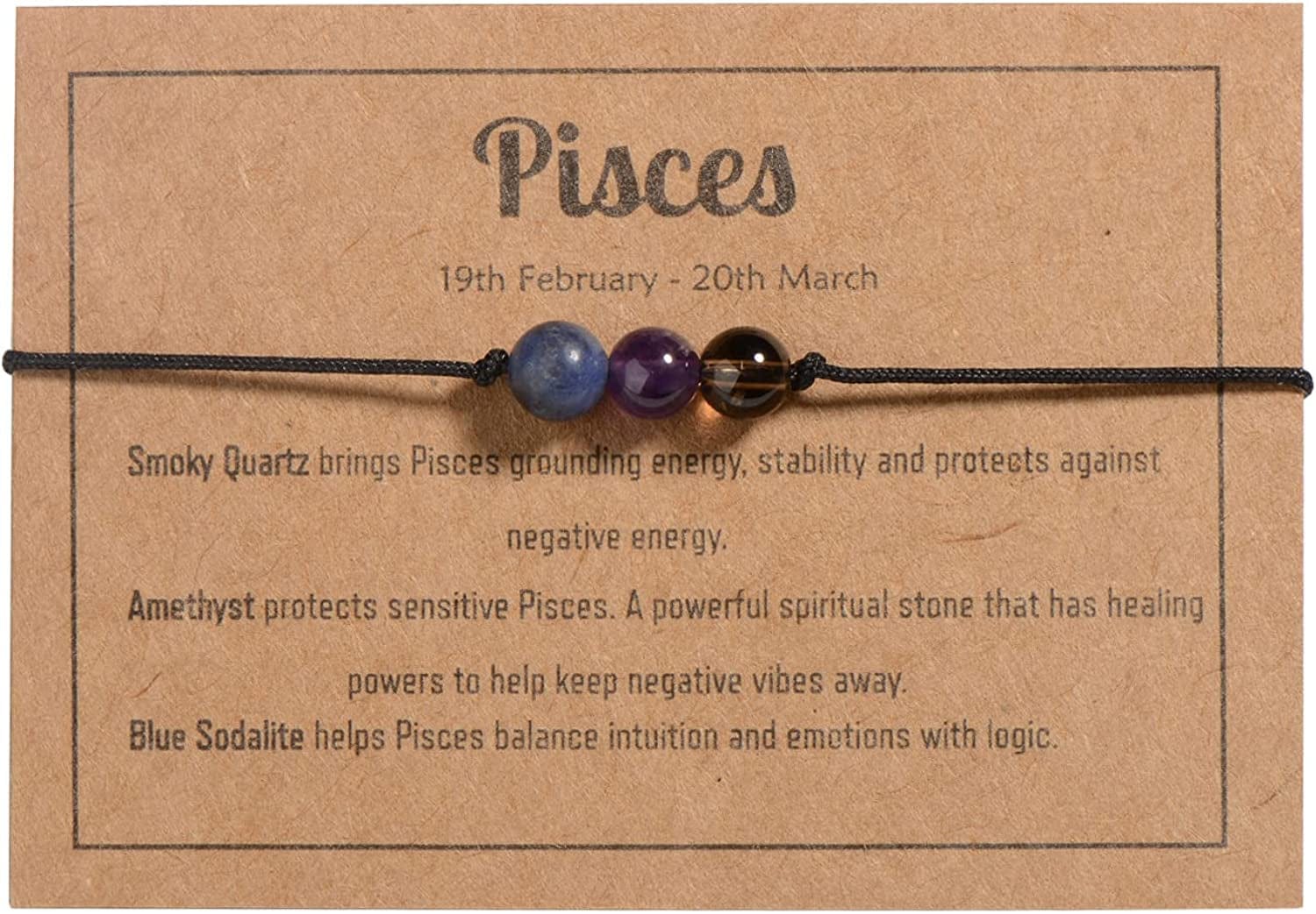 Zodiac Bracelets for Women Men, 6Mm Natural Stone Horoscope Bracelets Healing Gemstone Crystals Zodiac Gifts Apparel & Accessories > Jewelry > Bracelets VLINRAS Pisces 6mm stones - women