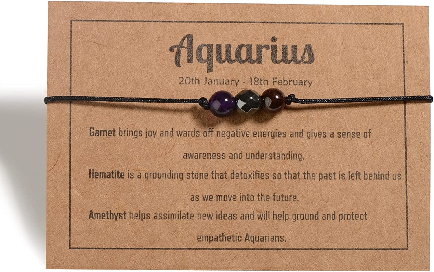 Zodiac Bracelets for Women Men, 6Mm Natural Stone Horoscope Bracelets Healing Gemstone Crystals Zodiac Gifts Apparel & Accessories > Jewelry > Bracelets VLINRAS Aquarius 8mm stones - men