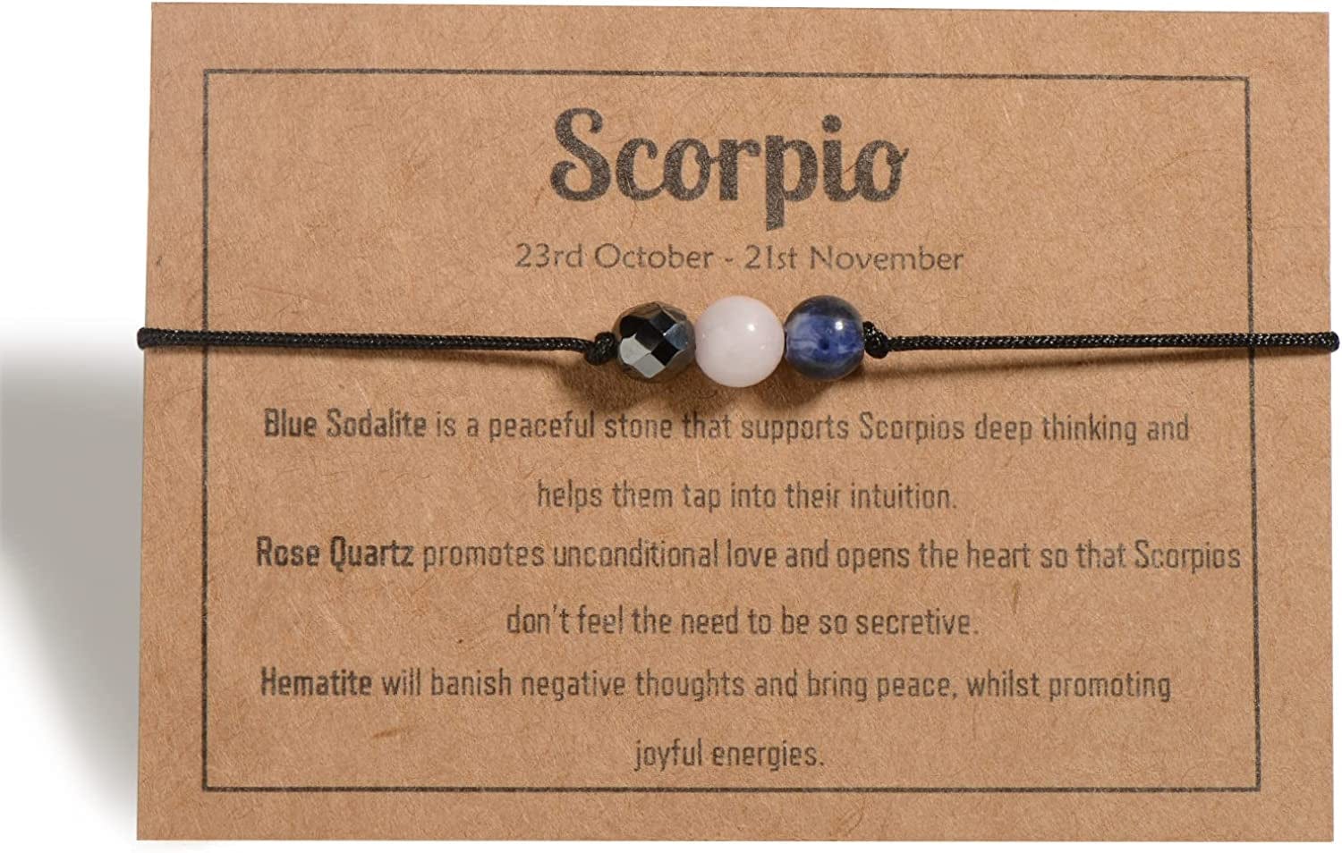 Zodiac Bracelets for Women Men, 6Mm Natural Stone Horoscope Bracelets Healing Gemstone Crystals Zodiac Gifts Apparel & Accessories > Jewelry > Bracelets VLINRAS Scorpio 6mm stones - women