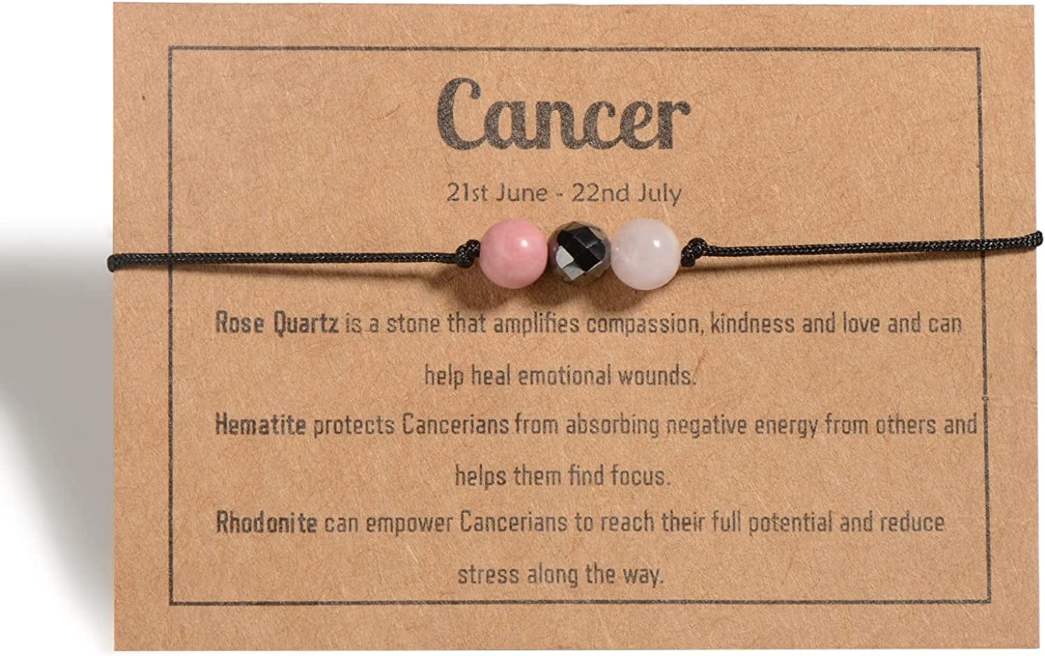 Zodiac Bracelets for Women Men, 6Mm Natural Stone Horoscope Bracelets Healing Gemstone Crystals Zodiac Gifts Apparel & Accessories > Jewelry > Bracelets VLINRAS Cancer 6mm stones - women