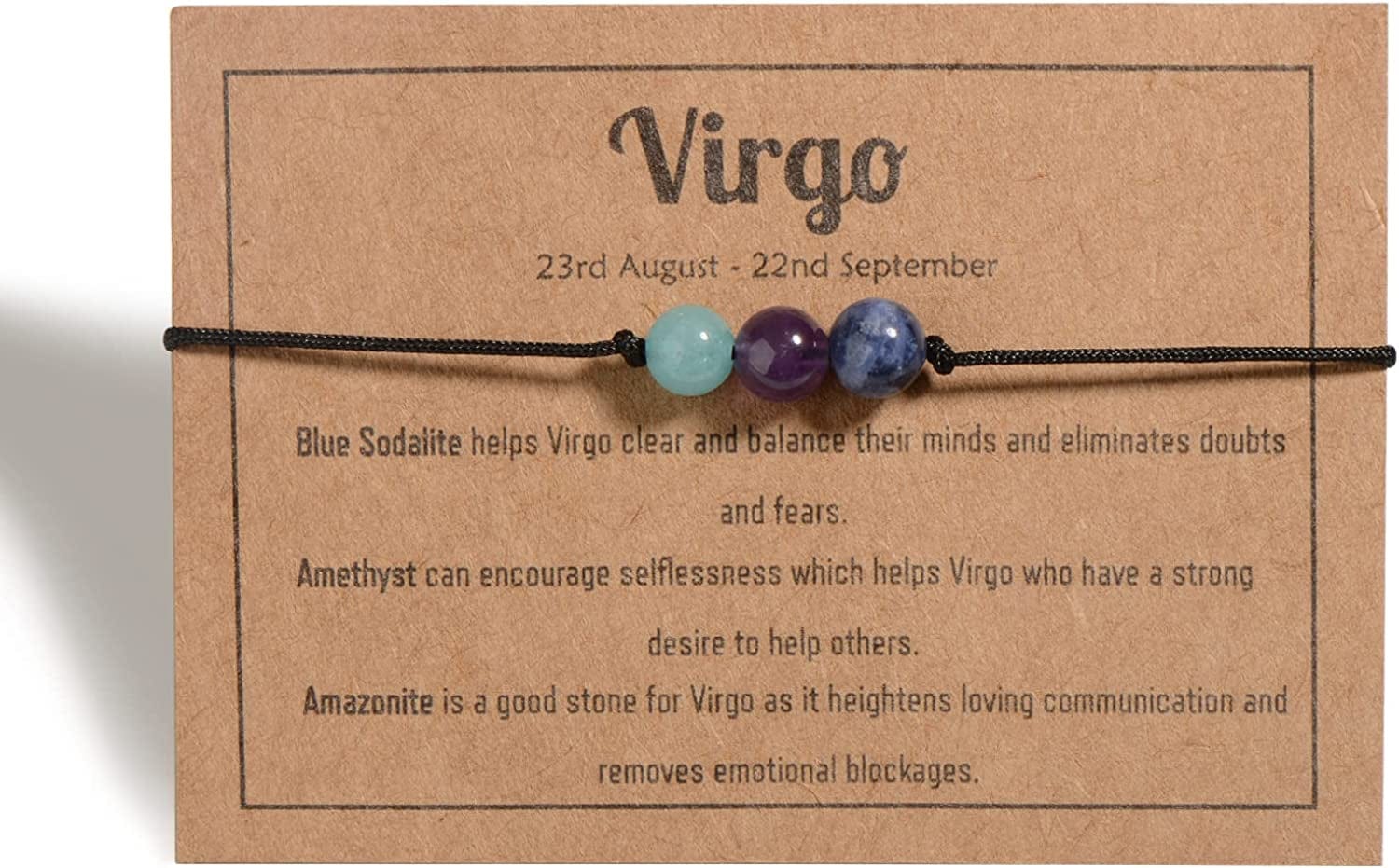 Zodiac Bracelets for Women Men, 6Mm Natural Stone Horoscope Bracelets Healing Gemstone Crystals Zodiac Gifts Apparel & Accessories > Jewelry > Bracelets VLINRAS Virgo 8mm stones - men