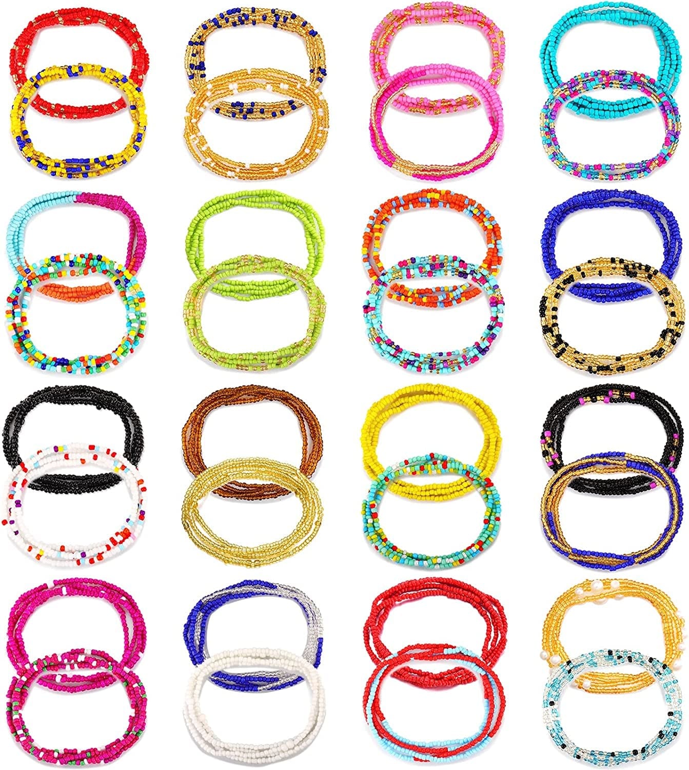 ZOERAY 32PCS Waist Bead Chains for Women Layered Belly Chain Colorful Summer Bikini Body Jewelry Chains Bead Waist Chains Set Apparel & Accessories > Jewelry > Body Jewelry ZOERAY Fresh Color