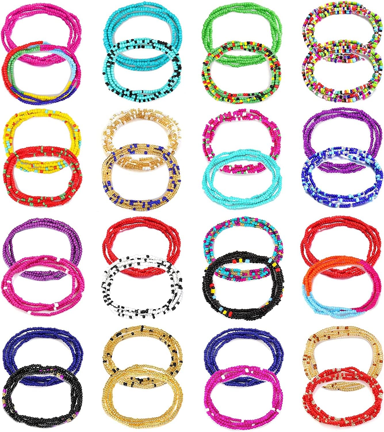 ZOERAY 32PCS Waist Bead Chains for Women Layered Belly Chain Colorful Summer Bikini Body Jewelry Chains Bead Waist Chains Set Apparel & Accessories > Jewelry > Body Jewelry ZOERAY Bright Color