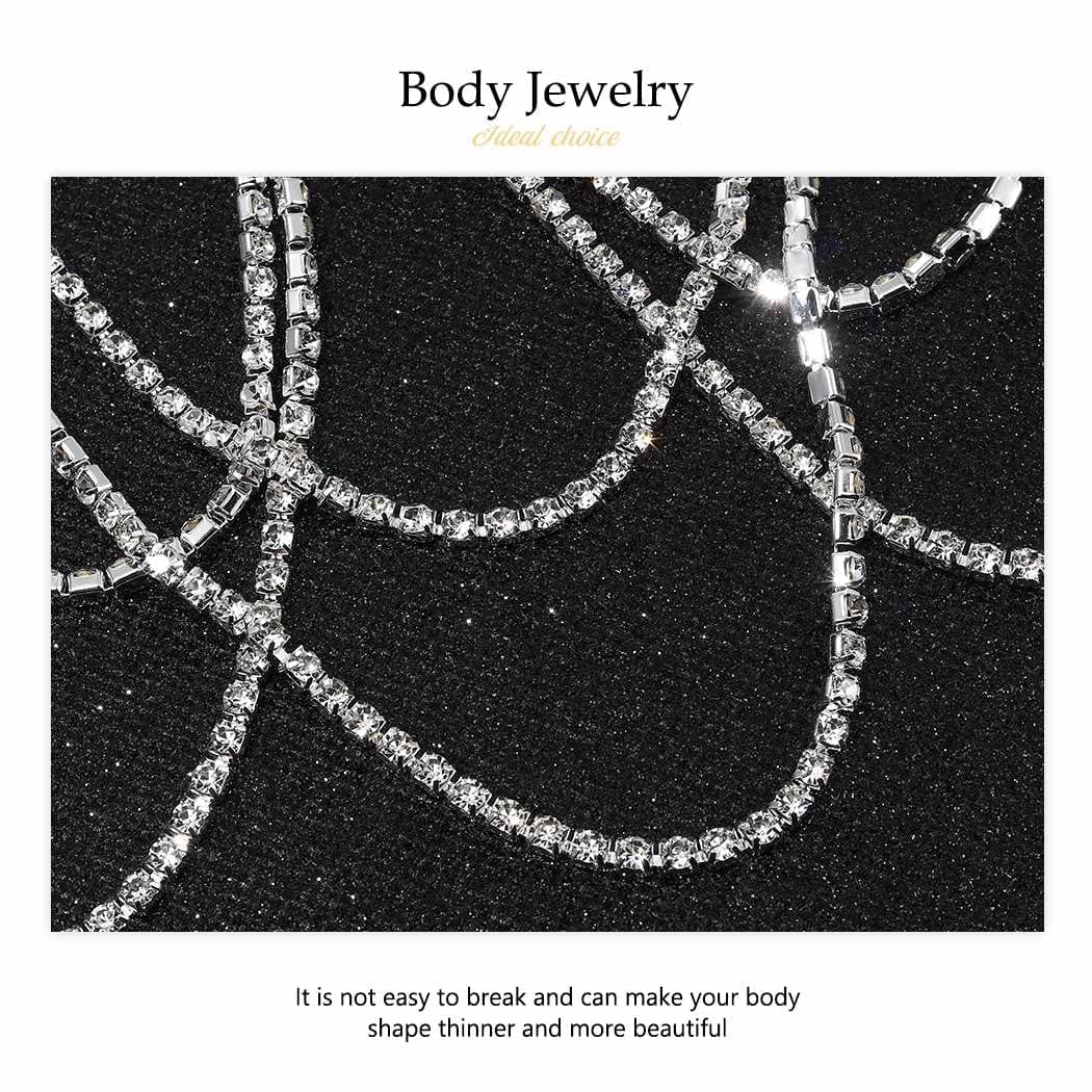 Zoestar Crystal Thigh Chains Tassel Leg Chain Summer Beach Harness Fashion Body Jewelry for Women and Girls (B-Silver) Apparel & Accessories > Jewelry > Body Jewelry Zoestar