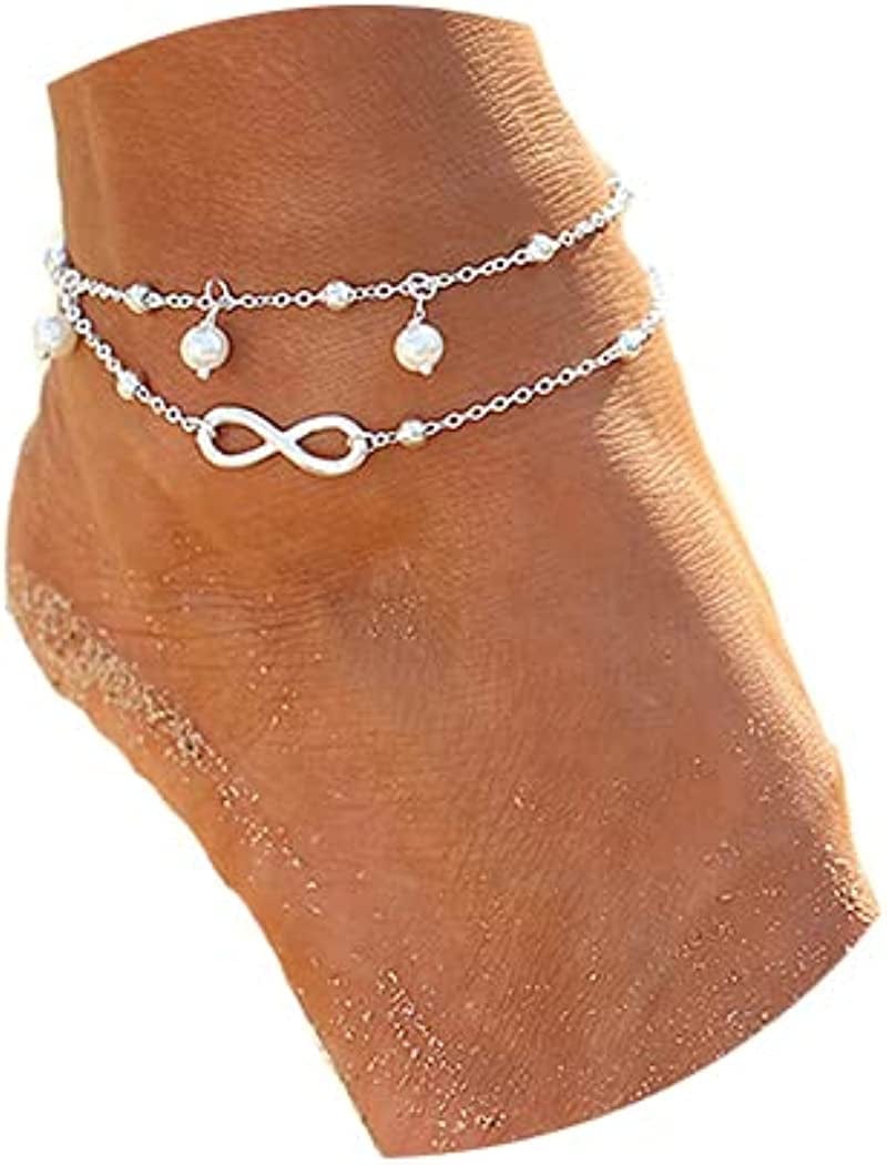 Zoestar Three-Layer Anklet Ankle Bracelet Foot Chain with Leaves Accessories Foot Jewelry for Women and Girls Apparel & Accessories > Jewelry > Anklets JL Color 2