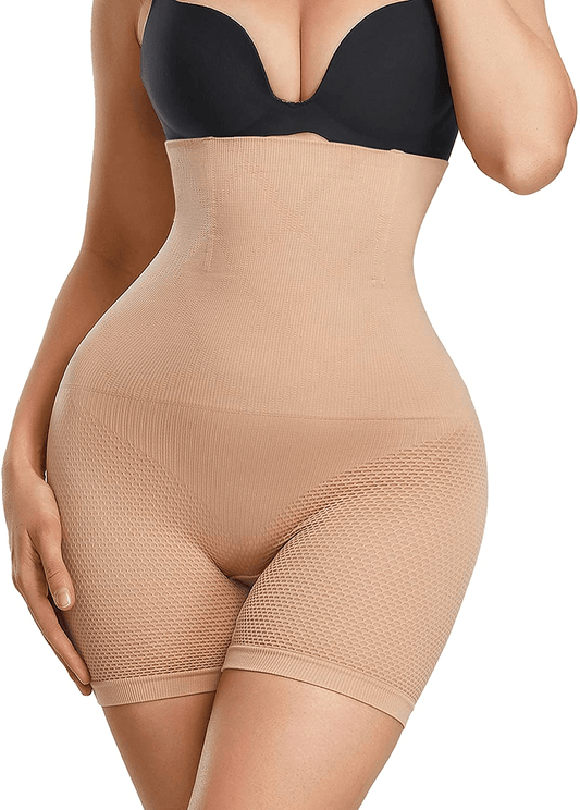 ZOPEUSI Waist Trainer for Women Shapewear Thigh Slimmer Hi-Waist Tummy Control Panties Seamless Body Shaper Shorts Apparel & Accessories > Clothing > Underwear & Socks > Shapewear ZOPEUSI Beige Medium-Large