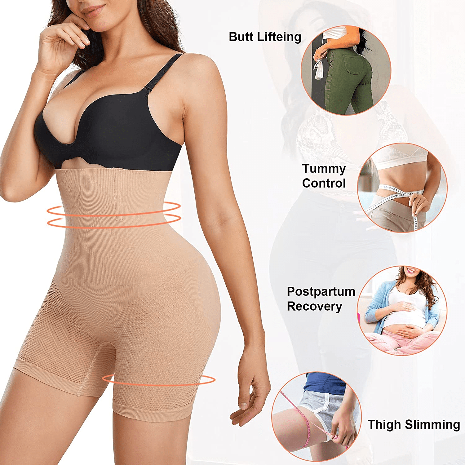 ZOPEUSI Waist Trainer for Women Shapewear Thigh Slimmer Hi-Waist Tummy Control Panties Seamless Body Shaper Shorts Apparel & Accessories > Clothing > Underwear & Socks > Shapewear ZOPEUSI