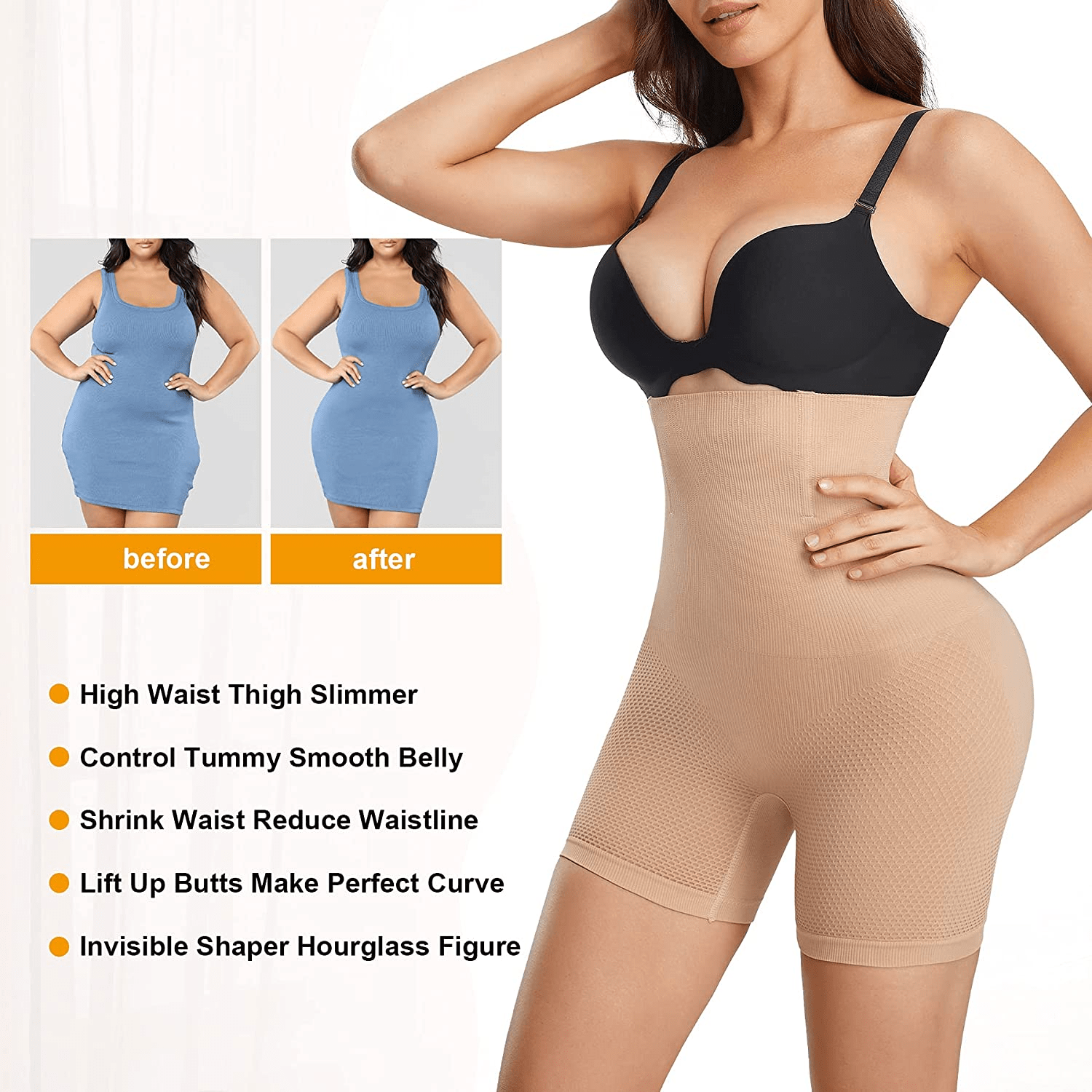 ZOPEUSI Waist Trainer for Women Shapewear Thigh Slimmer Hi-Waist Tummy Control Panties Seamless Body Shaper Shorts Apparel & Accessories > Clothing > Underwear & Socks > Shapewear ZOPEUSI