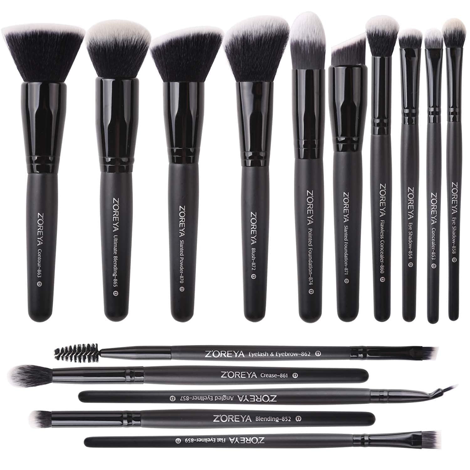 Zoreya Makeup Brush Set 20Pcs Premium Synthetic Kabuki Makeup Brush Foundation Concealer Blush Face Eye Shadow Black Makeup Brush Set Health & Beauty > Personal Care > Cosmetics > Cosmetic Tools > Makeup Tools ZOREYA Black