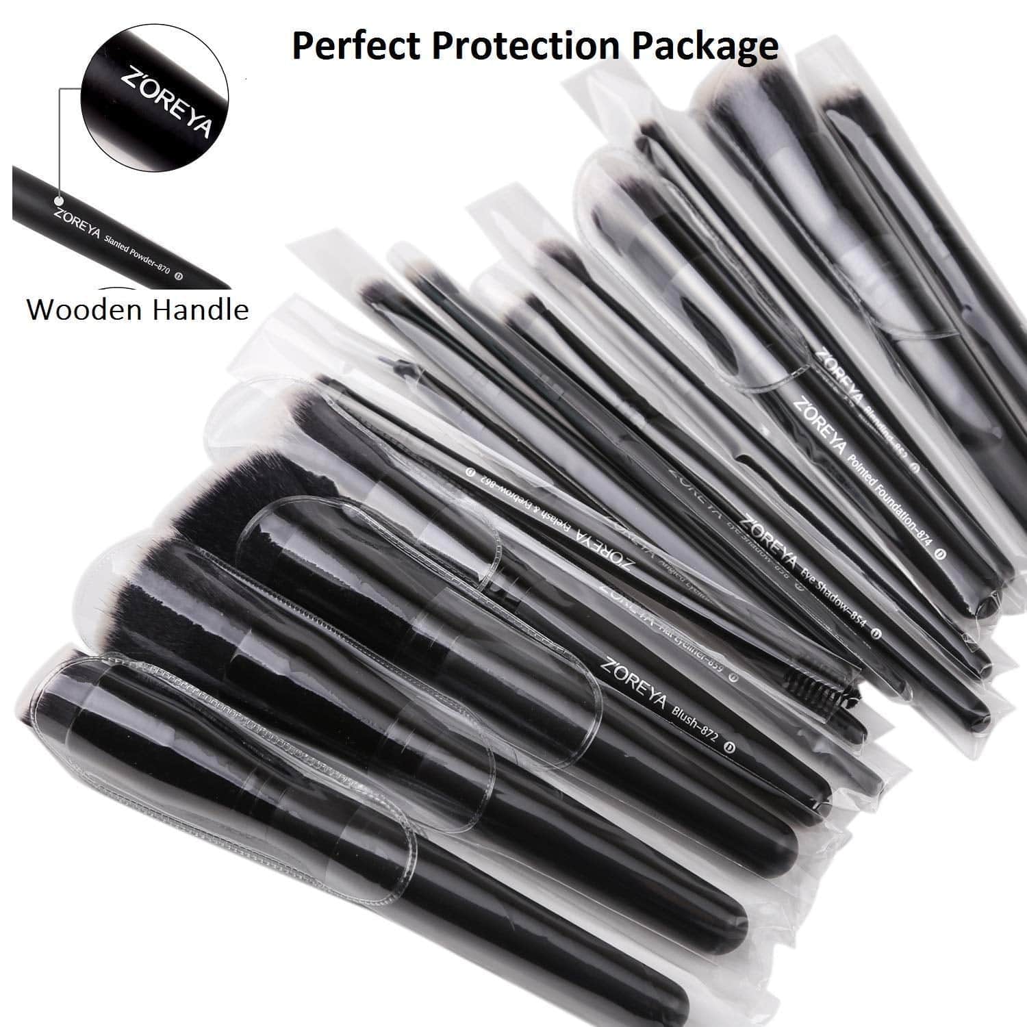 Zoreya Makeup Brush Set 20Pcs Premium Synthetic Kabuki Makeup Brush Foundation Concealer Blush Face Eye Shadow Black Makeup Brush Set Health & Beauty > Personal Care > Cosmetics > Cosmetic Tools > Makeup Tools ZOREYA