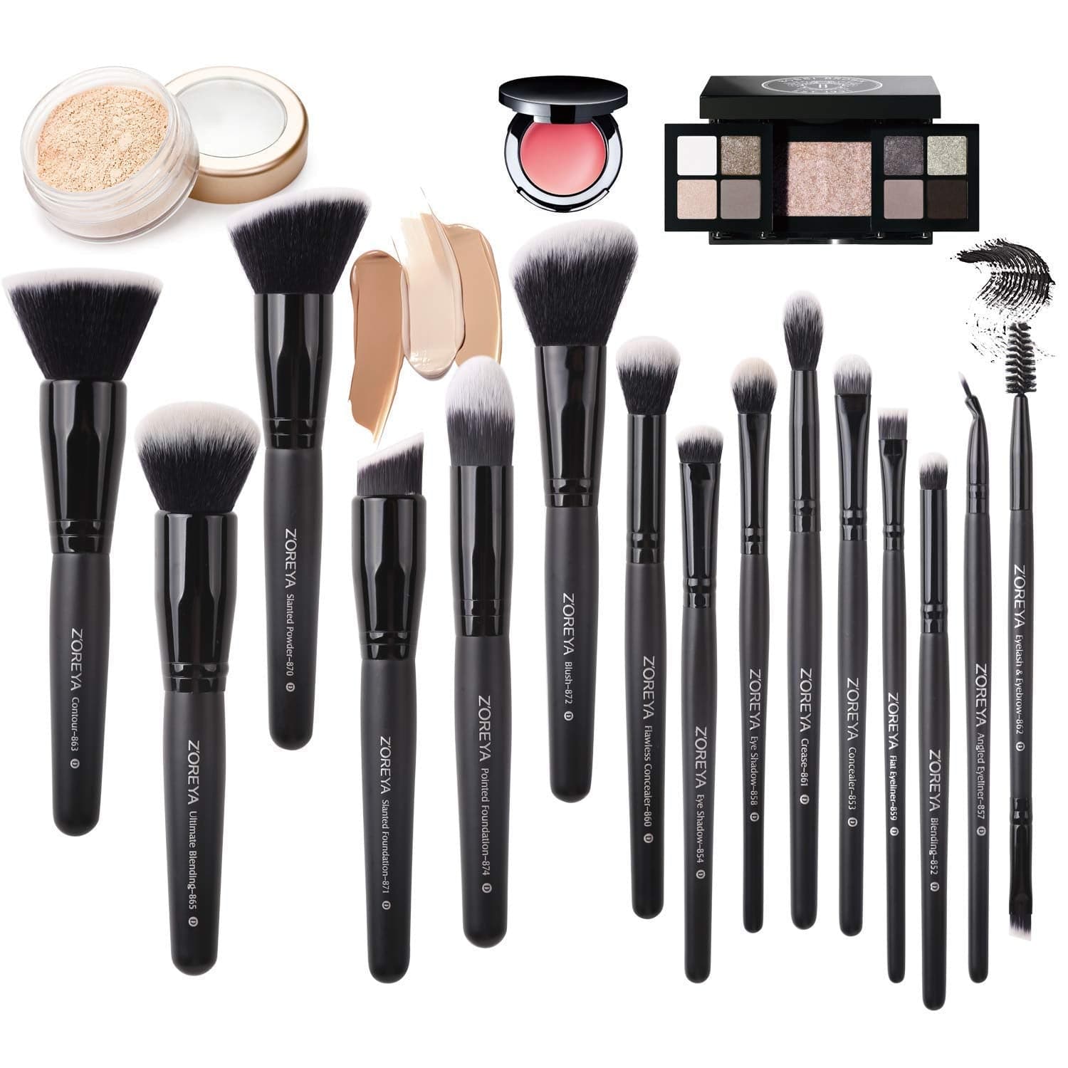 Zoreya Makeup Brush Set 20Pcs Premium Synthetic Kabuki Makeup Brush Foundation Concealer Blush Face Eye Shadow Black Makeup Brush Set Health & Beauty > Personal Care > Cosmetics > Cosmetic Tools > Makeup Tools ZOREYA