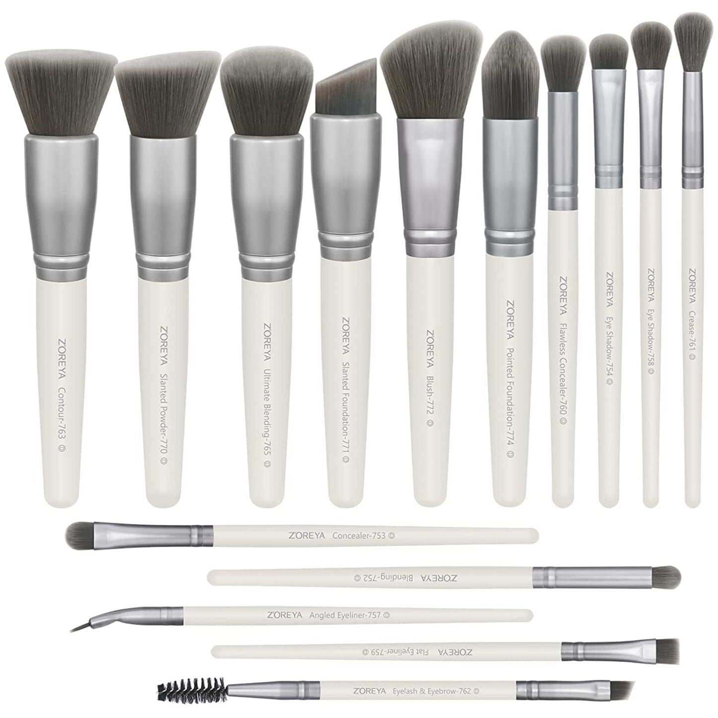 Zoreya Makeup Brush Set 20Pcs Premium Synthetic Kabuki Makeup Brush Foundation Concealer Blush Face Eye Shadow Black Makeup Brush Set Health & Beauty > Personal Care > Cosmetics > Cosmetic Tools > Makeup Tools ZOREYA White