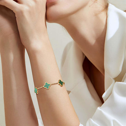 Lucky Clover Sets Clover Necklace and Earrings Set Four Leaf Clover Bracelet 18K Gold Plated Fashion Cute Jewelry for Women