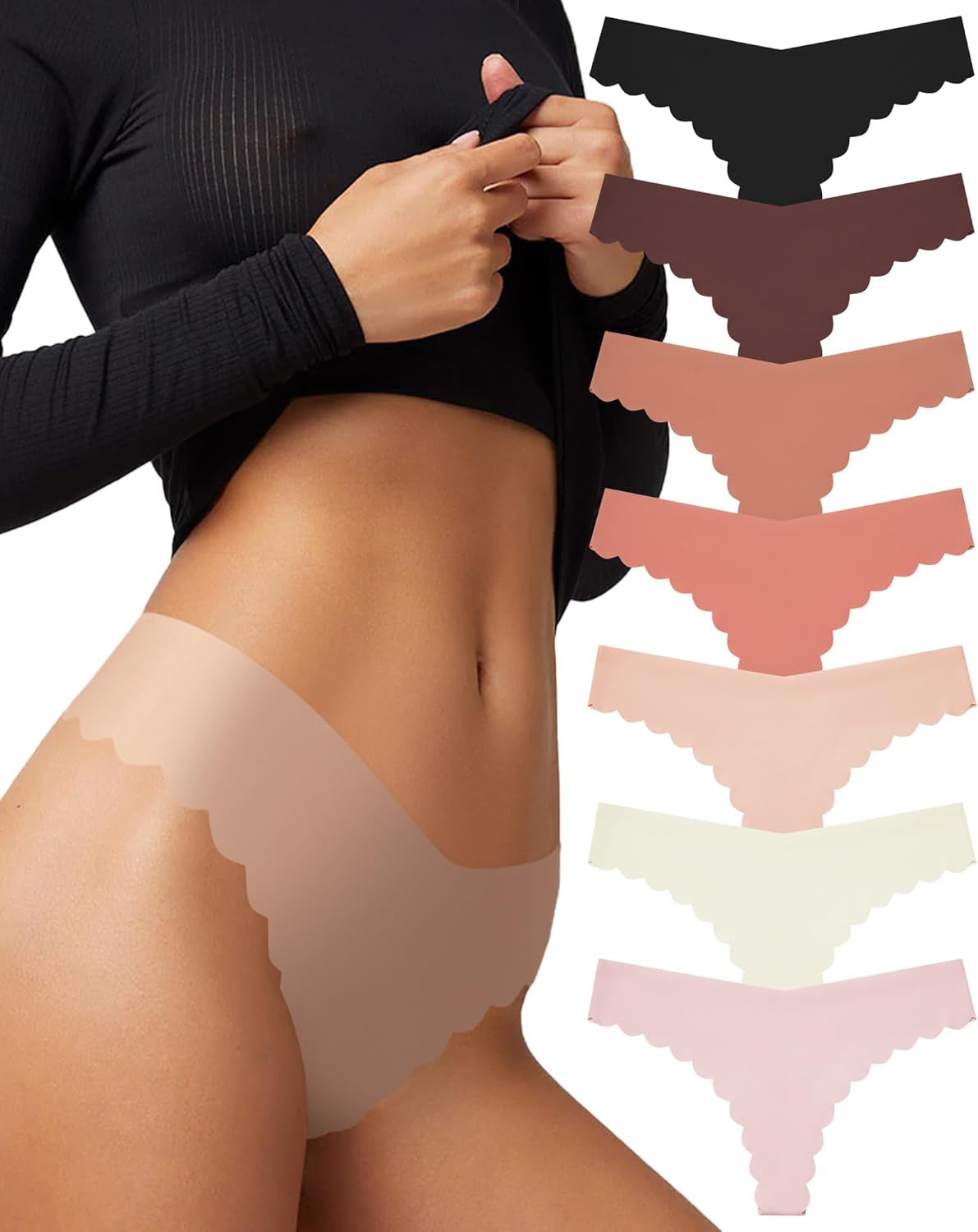 Comfortable women's g-string thongs with wavy side details for enhanced fit