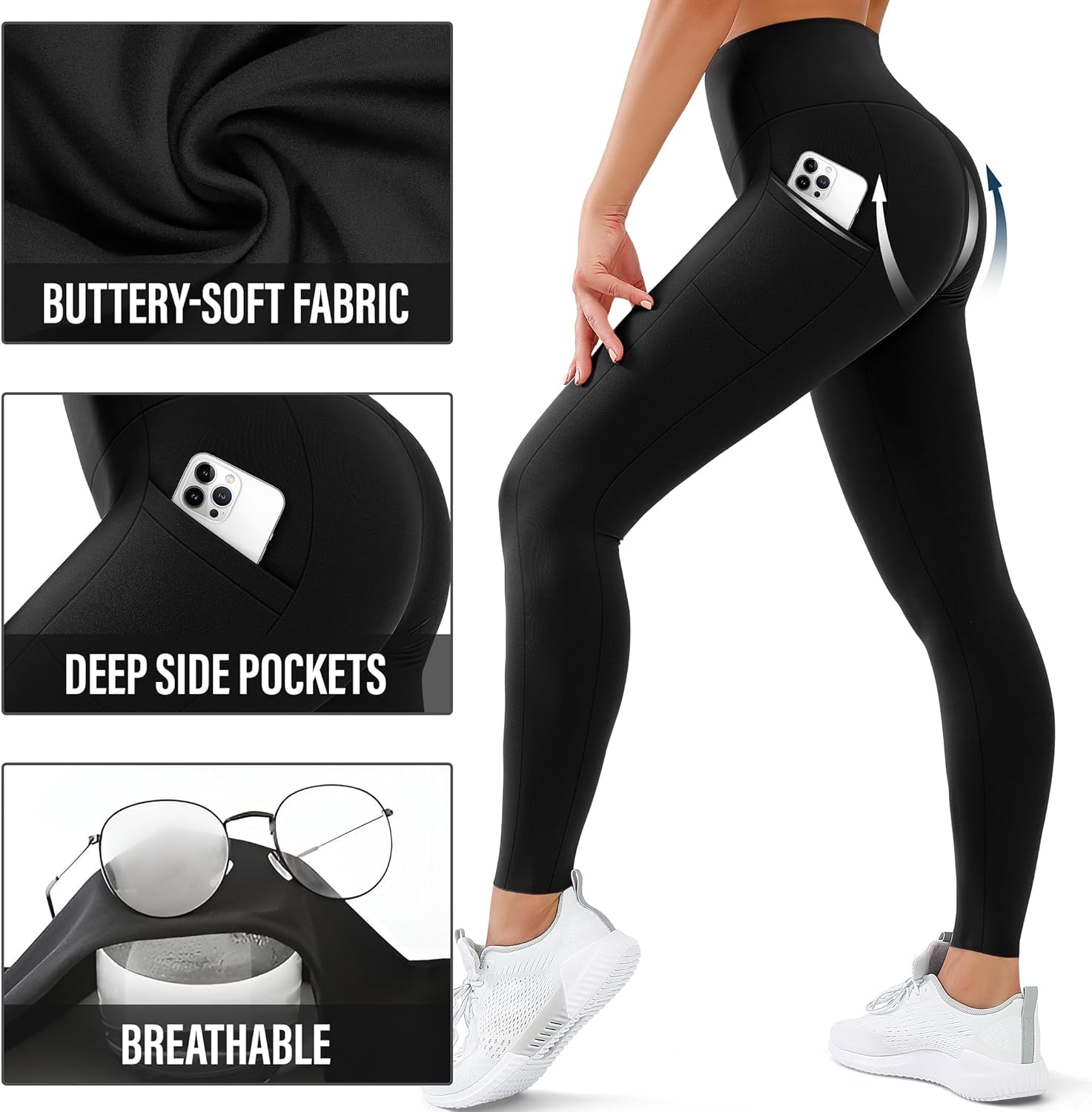 High Waisted Leggings for Women Tummy Control Buttery Soft Yoga Pants Womens Gym Workout Running Leggings