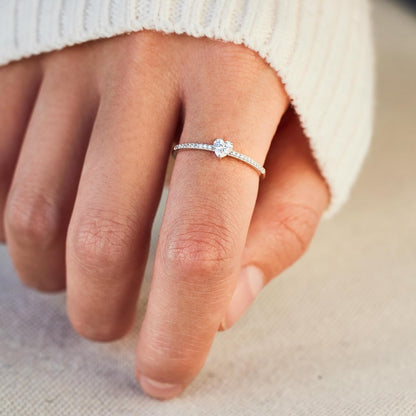 STORYJEWELLERY 925 Sterling Silver Rings for Women, Promise Rings for Her, Heart Purity Ring, Stacking Silver Pinky Ring for Women, Gifts for Her