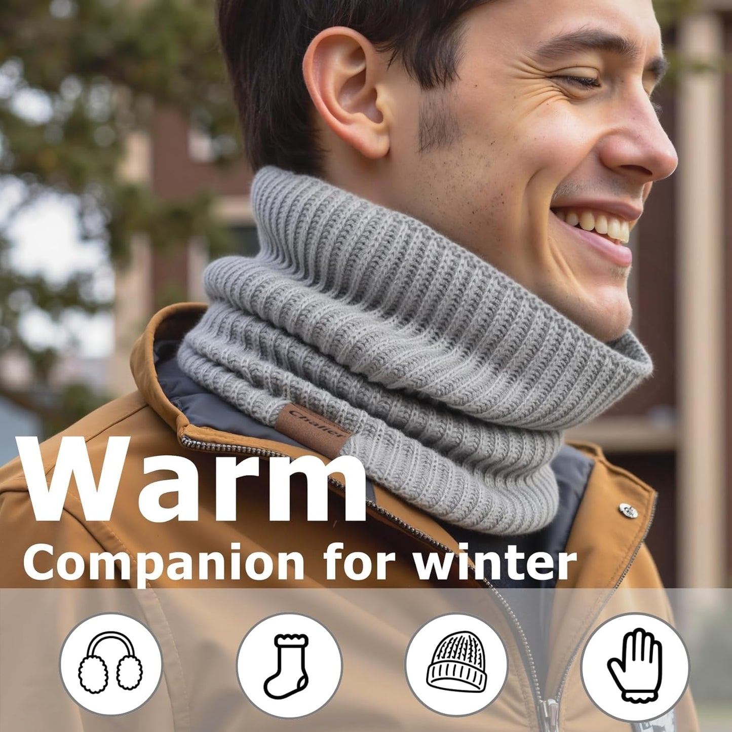 Neck Gaiters for Men Winter Warm Neck Warmer Thick Knit Windproof Gaiter Scarf Cold Weather Scarves