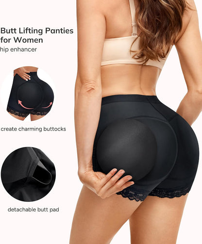 Back view of LODAY padded boyshort panties with butt lifting design