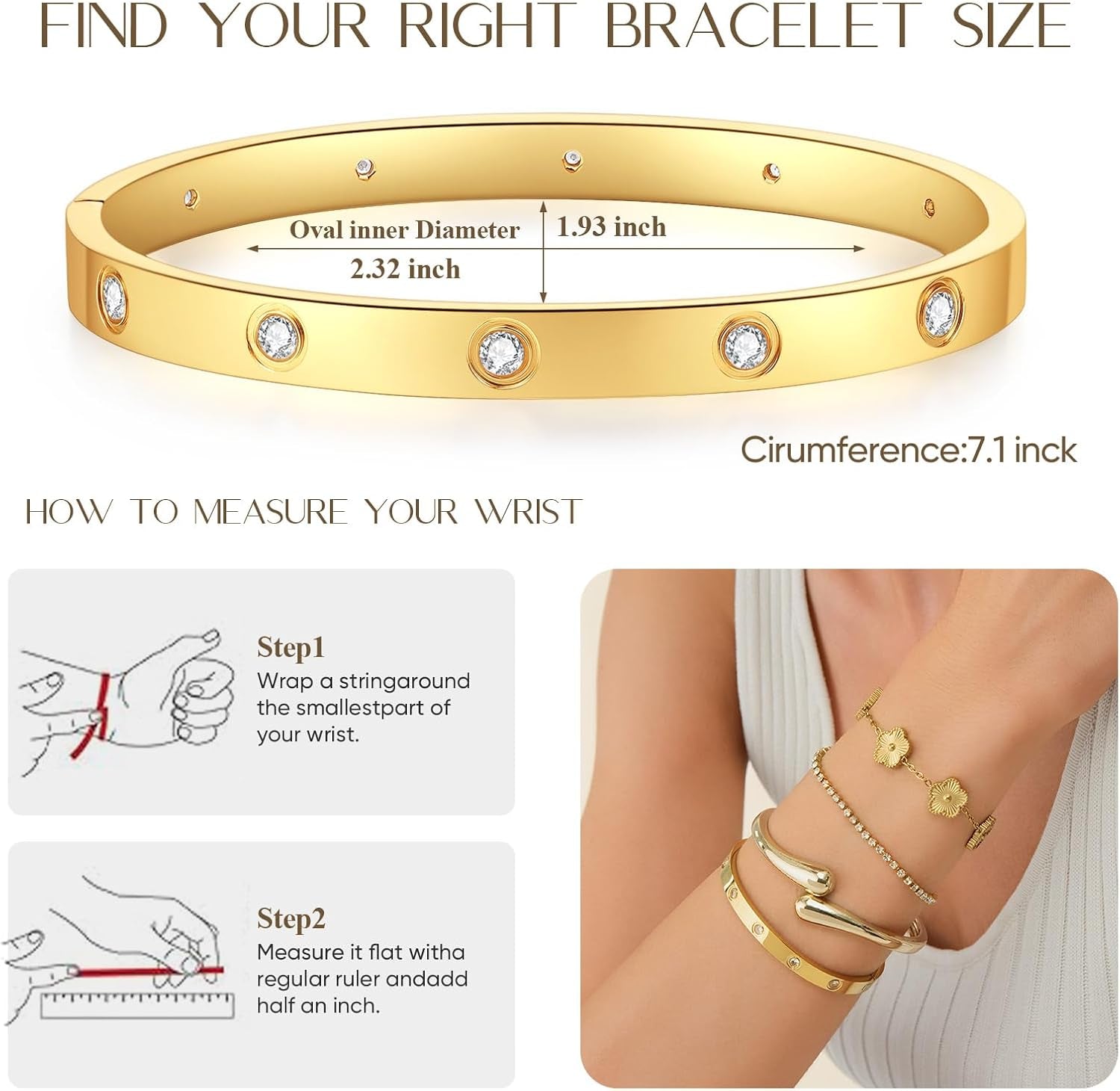 Chunky adjustable twist cuff gold plated bangle bracelet