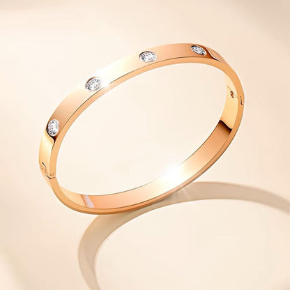 18K Gold Plated Crystal Bracelet Set 4PCS Sister Trio Love Bangle, Silver/Steel/Rose Gold & Adjustable Jewelry