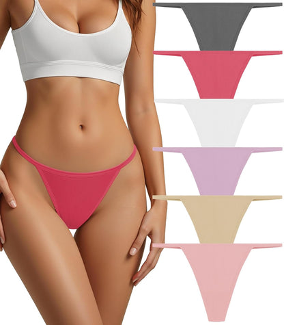 Breathable cotton thong bundle with stretch fabric in neutral tones