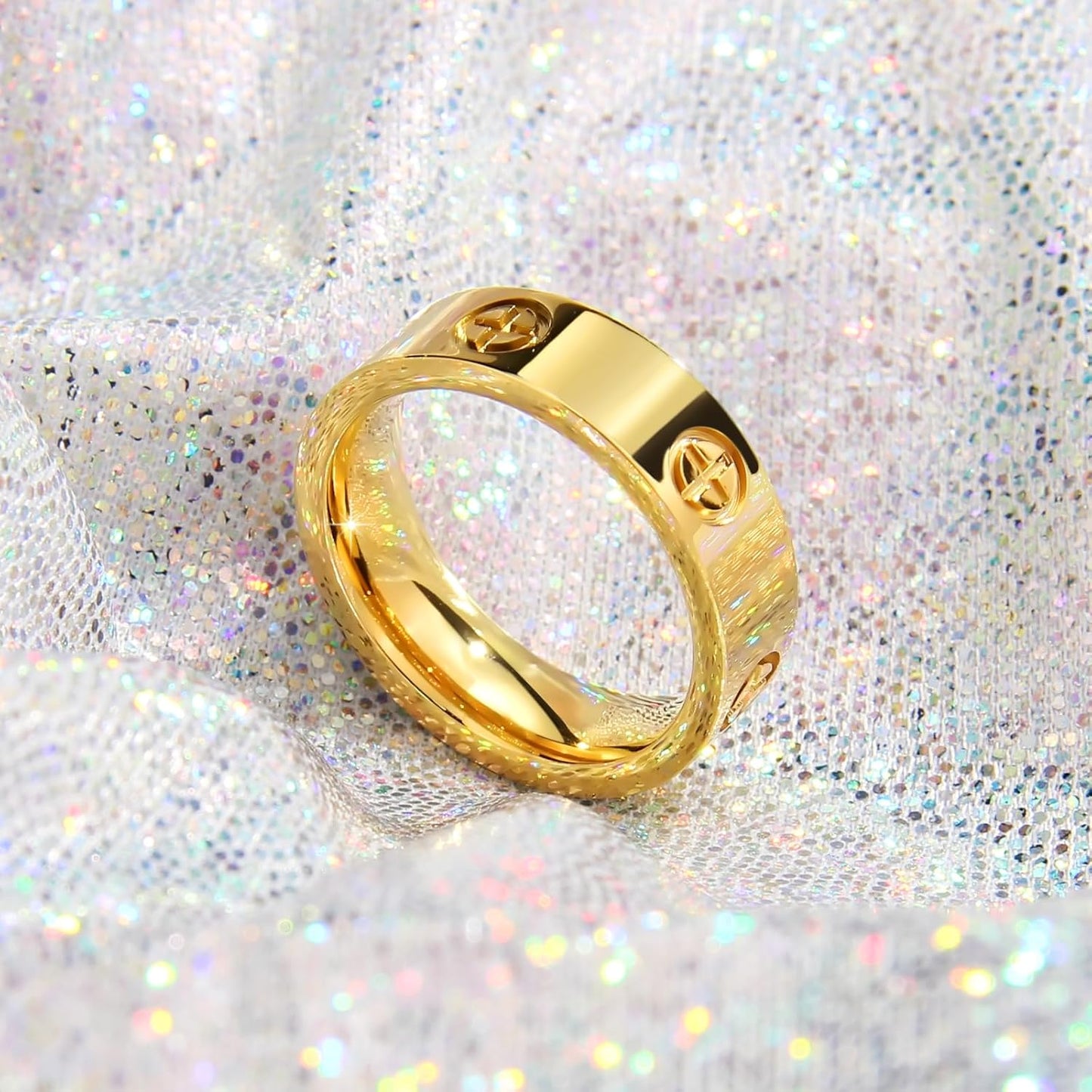 Gold ring in elegant jewelry box presentation