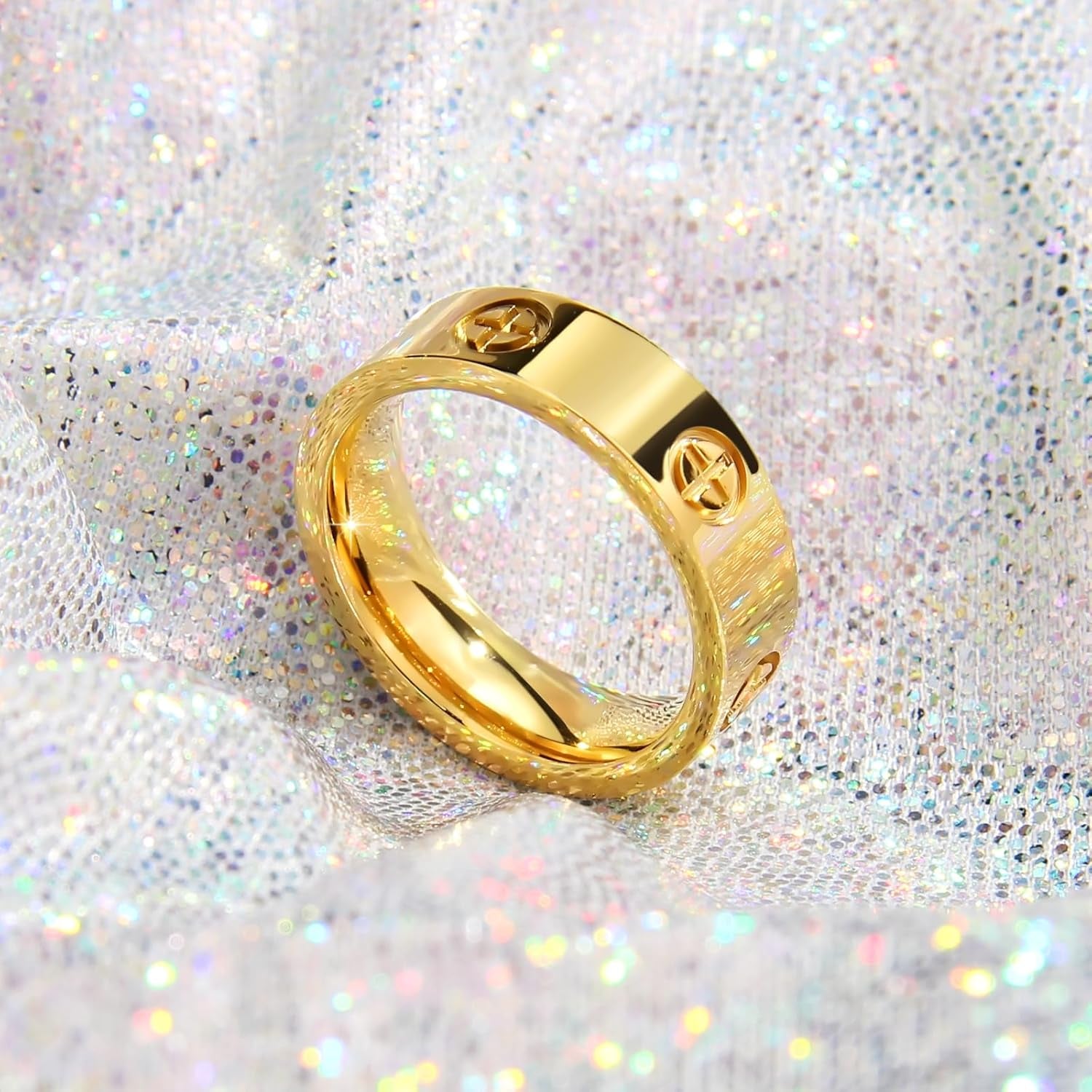Gold ring in elegant jewelry box presentation