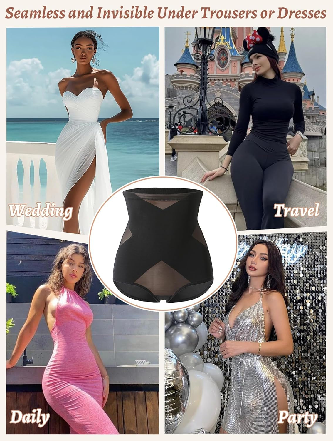 Before and after silhouette comparison wearing tummy control shapewear