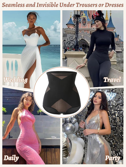 Before and after silhouette comparison wearing tummy control shapewear