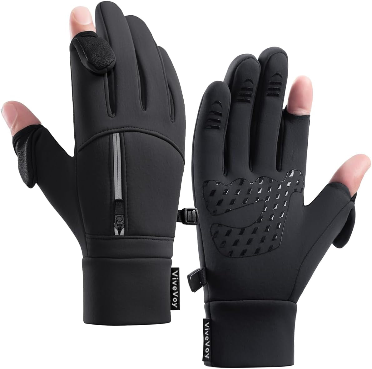 Winter fingerless touch screen gloves for men women thermal