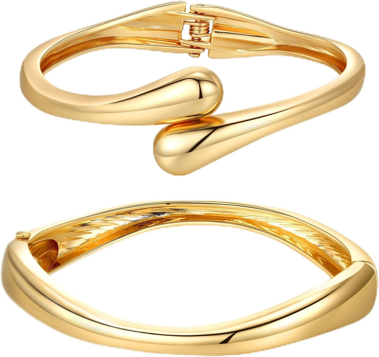 Chunky Gold Bangle Bracelets for Women Trendy 14K Gold Plated Cuff Bracelets Stack, Dainty Bracelet Sets Fashion Jewelry Gift