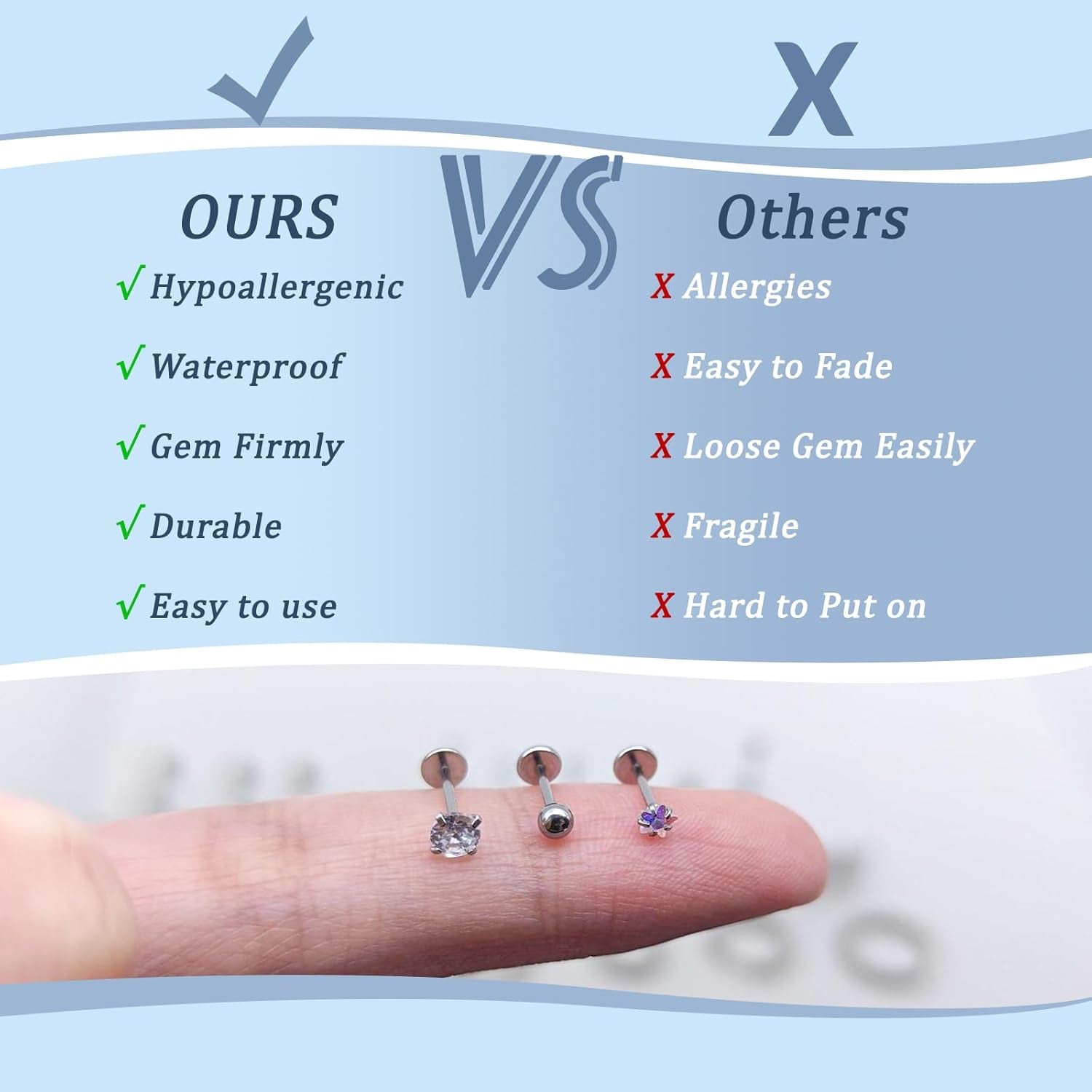 Flat Back Stud Earrings Cartilage Earrings for Women Men Hypoallergenic Threadless Flat Back Earring Surgical Steel Earring Tragus Helix Labret Lip Medusa Conch Body Piercing Jewelry