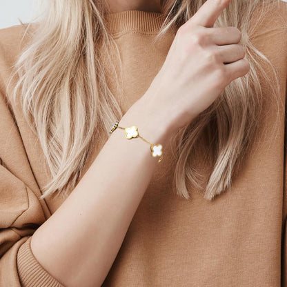 Clover Bracelets for Women 18K Gold Plated 4 Leaf Clover Bracelet Black White Red Green Cute Lucky Bracelets Jewelry Gifts Trendy for Women