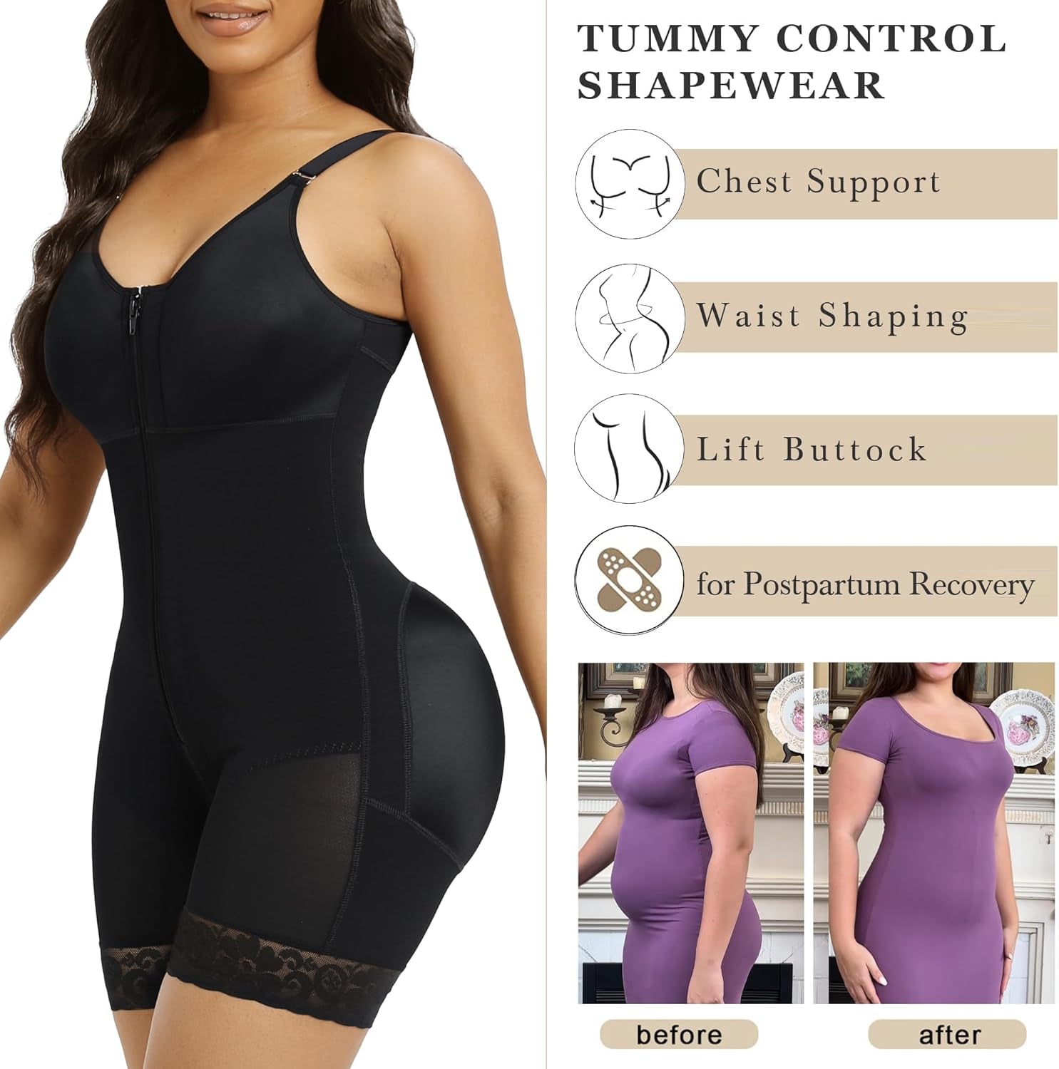 Butt lifting shapewear showing back panel support