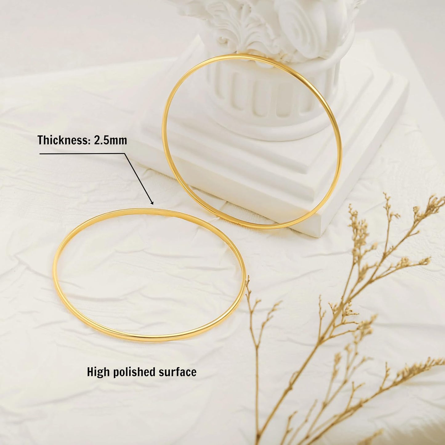 PEARLADA 18K Gold Cuff Bracelet for Women, Chunky Open Bangle Adjustable Bracelet, Trendy Statement Jewelry