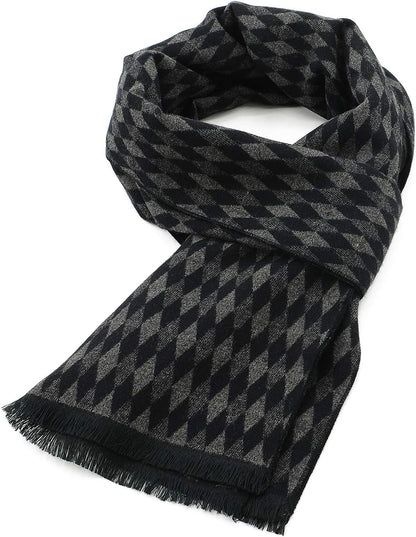 American Trends Mens Winter Warm Long Soft Scarf Plaid Tassel Scarf for Men Soft Classic Scarves