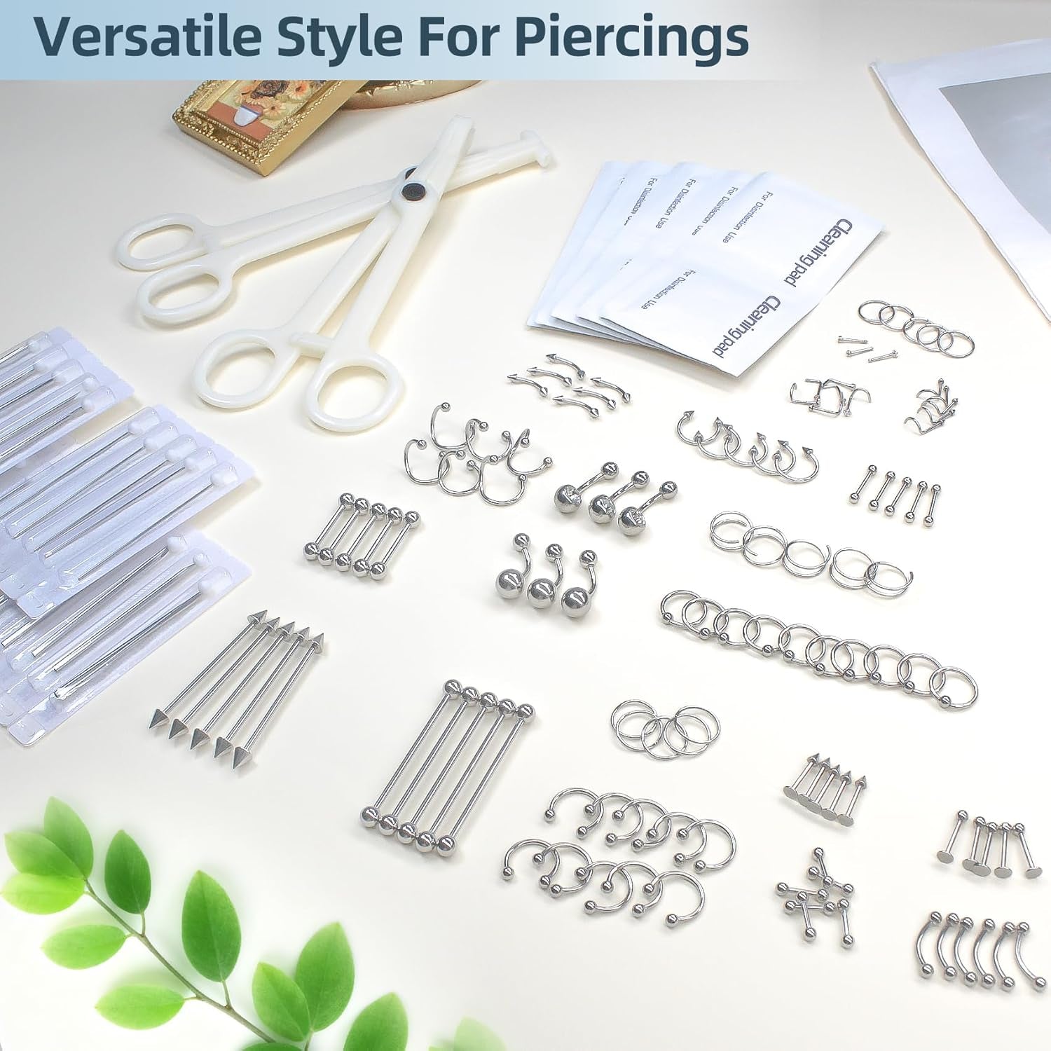 153Pcs Piercing Kit: 12G, 14G, 16G, 20G Needles & 316L Stainless Steel Jewelry for Nose, Belly, Lip, Ear & More