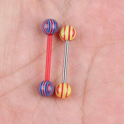 Crazypiercing Wholesale 14G Tongue Rings Barbells Assorted Colors 110 PCS Acrylic Ball