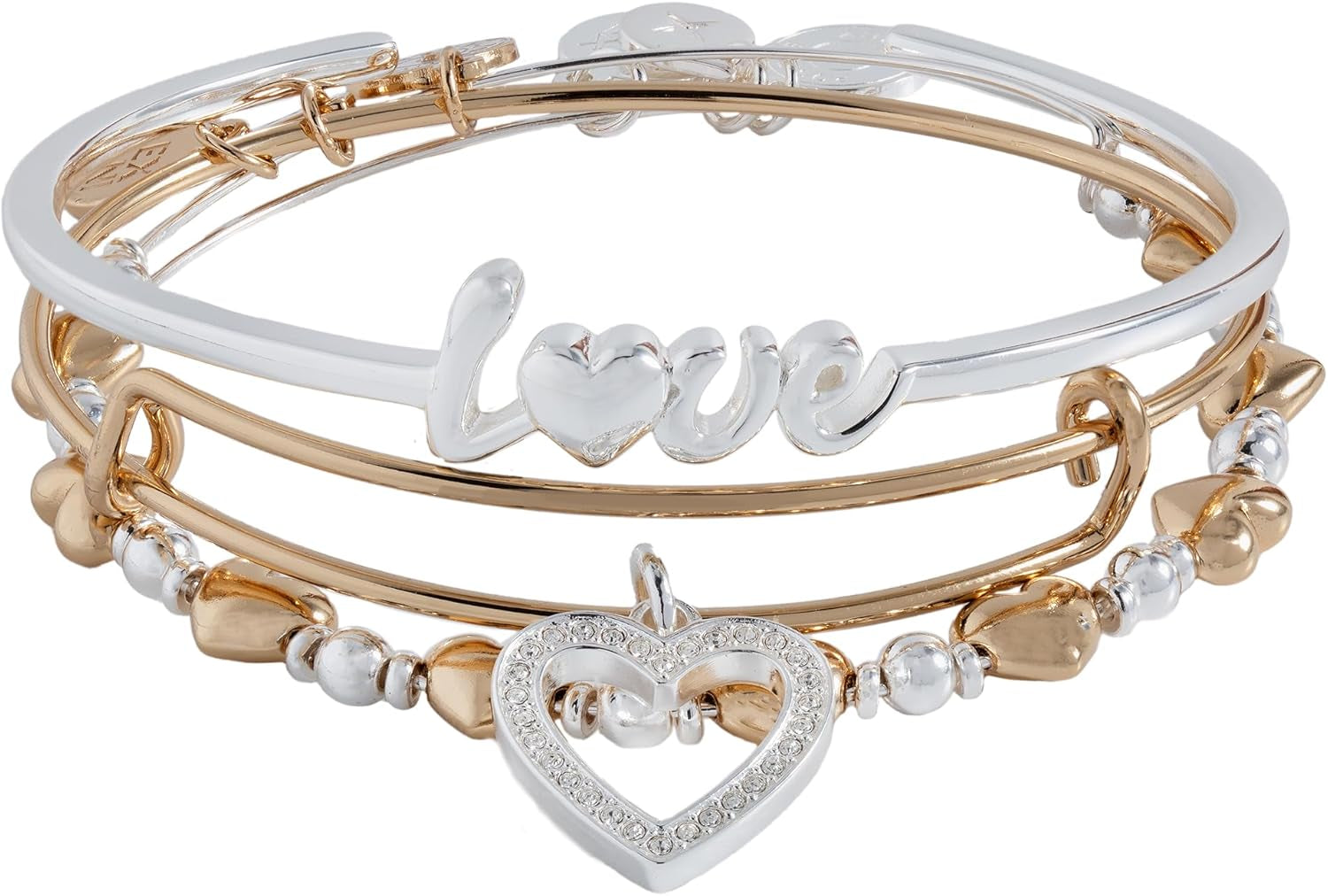 Alex and Ani love bracelets set of three gold stackable bangles for women