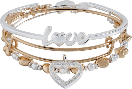 Alex and Ani love bracelets set of three gold stackable bangles for women