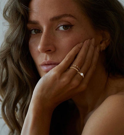 If YOU Gold Rings for Women Non Tarnish, Dainty 14K Gold Plated Stackable Cubic Zirconia Knuckle Ring Set, Trendy Statement Promise Wedding Bands Stacking Engagement Rings Size 6 7 8 9 10