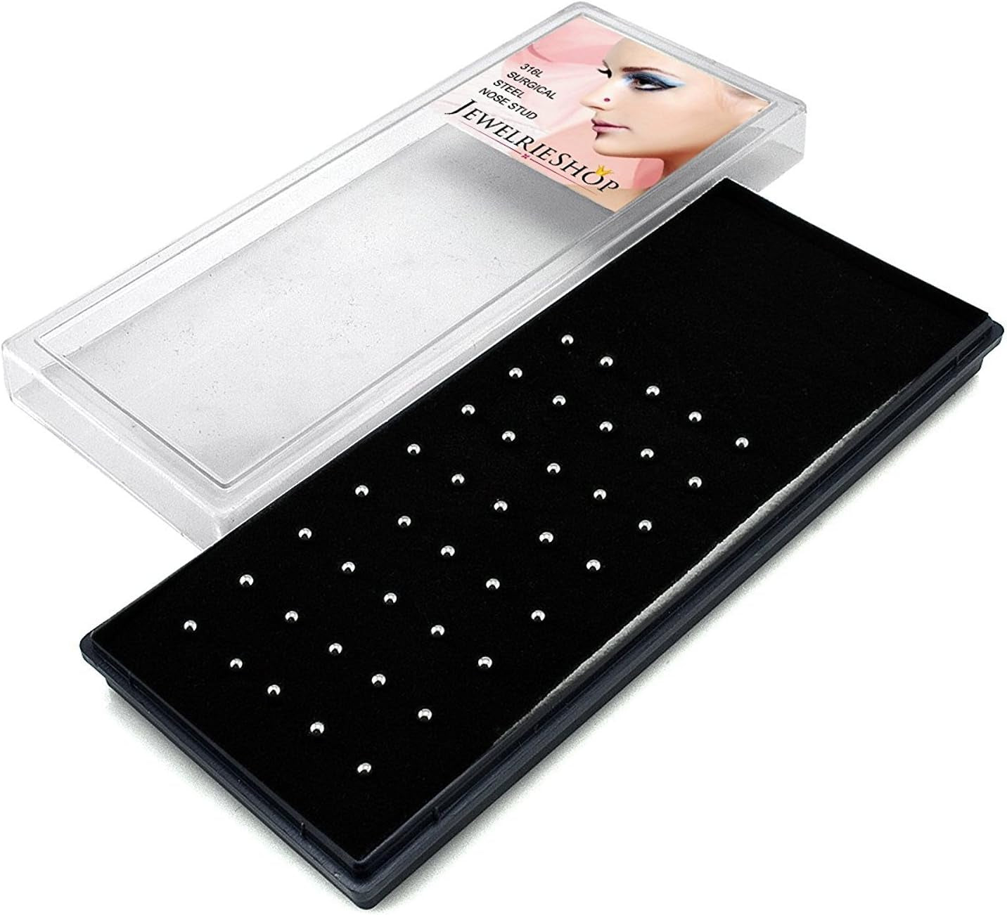 JEWELRIESHOP 40Pcs Nose Ring Studs Stainless Steel Nose Piercing Jewelry Bone Studs for Women Men Hypoallergenic 22G (1.5Mm,Silver Ball)