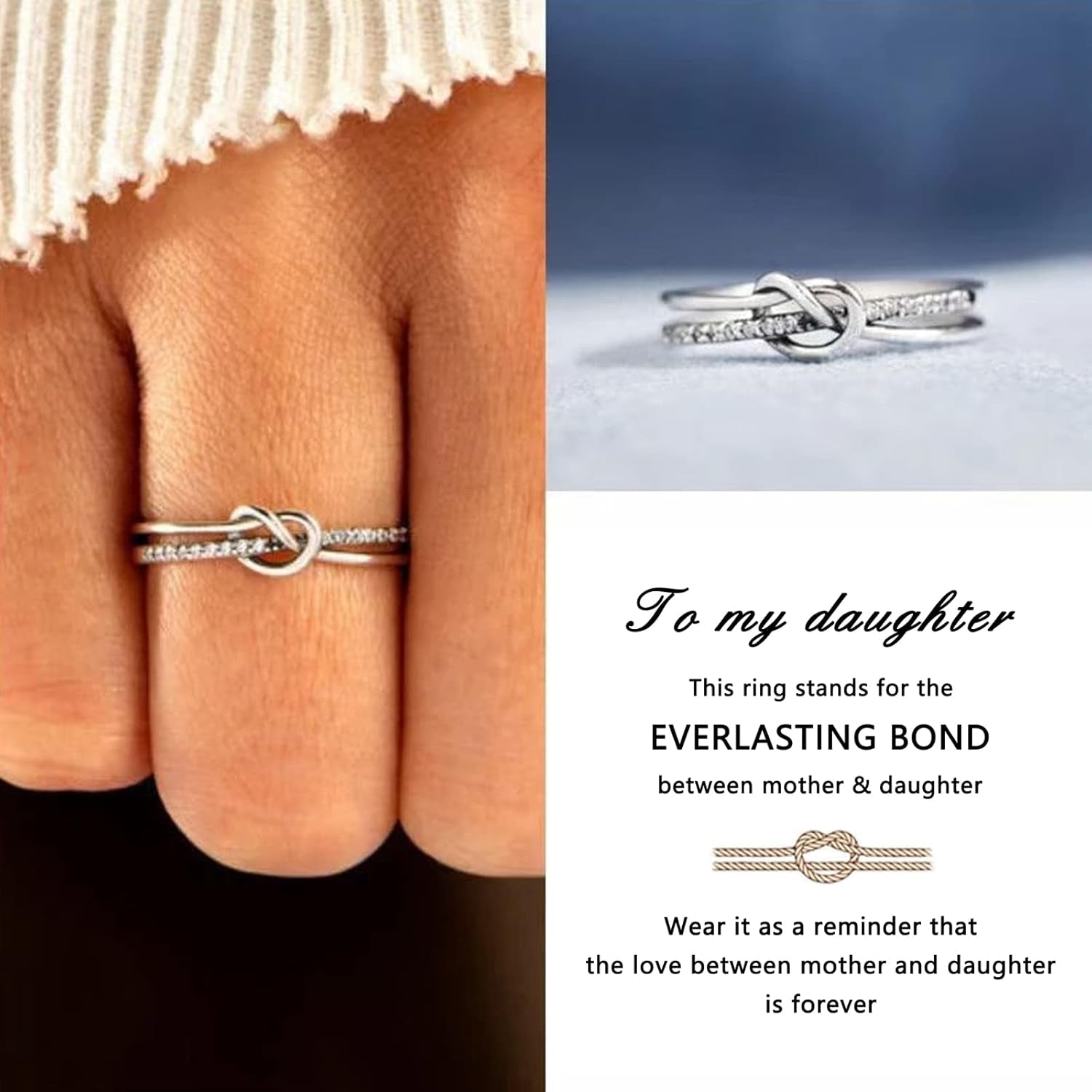 Always in My Heart engraving on heart knot design