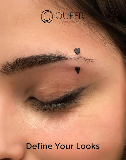 OUFER Rook Piercing Jewelry, G23 Solid Titanium Eyebrow Rings, Heart Vertical Labret Lip Jewelry, 16G Curved Barbells, Daith Rook Earrings for Women Men