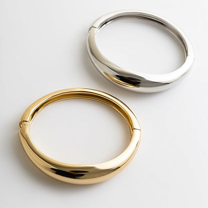 Gold Bangle Bracelets for Women Silver Plated Wide Wire Chunky Cuff Bracelets Trendy Hinged Cuff Open Wide Chunky Silver Bracelet Irregular Minimalist Bangle Jewelry