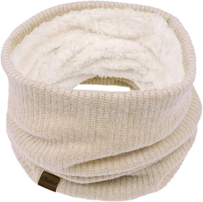 Chalier Infinity Scarf Winter Double-Layer Neck Warmer Knit Fleece Lined Circle Loop Scarves