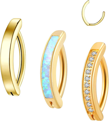 14G Clicker Belly Button Ring，Surgical Stainless Steel Hinged Belly Button Rings Belly Barbell Piercing Navel Barbell Body Jewelry 2PCS