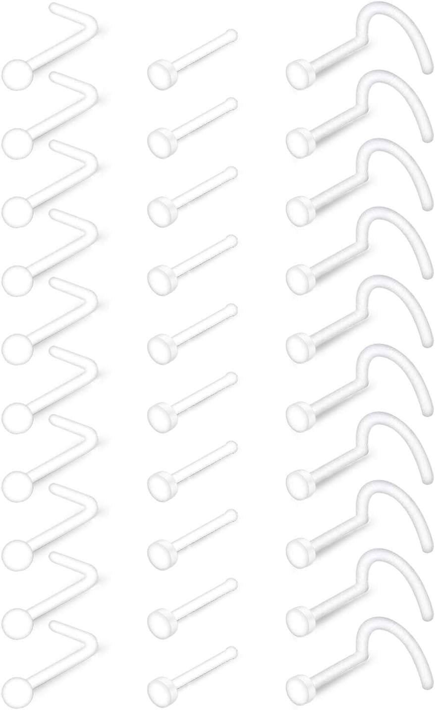 MODRSA Clear Nose Rings & Studs - Plastic Nose Piercing Retainers - 16G, 18G, 20G - Clear Cartilage Earrings & Lip Piercing Retainer
