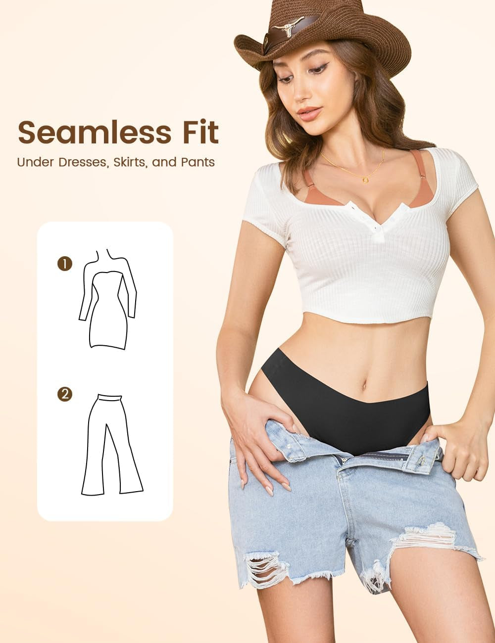 Cotton sewn gusset seamless thong comfortable fit