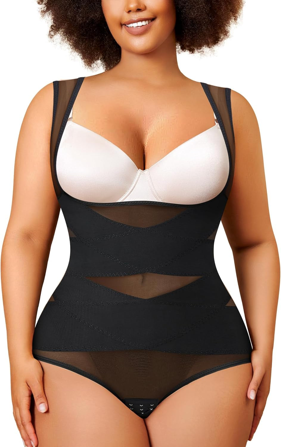 Nebility plus size Colombian faja bodysuit tummy control